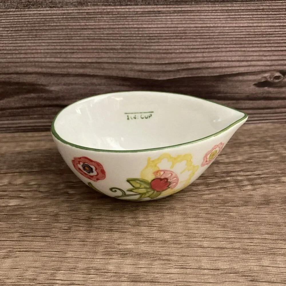 Pier 1 Floral Measuring Cups Hand Painted Cottagecore Boho Nesting